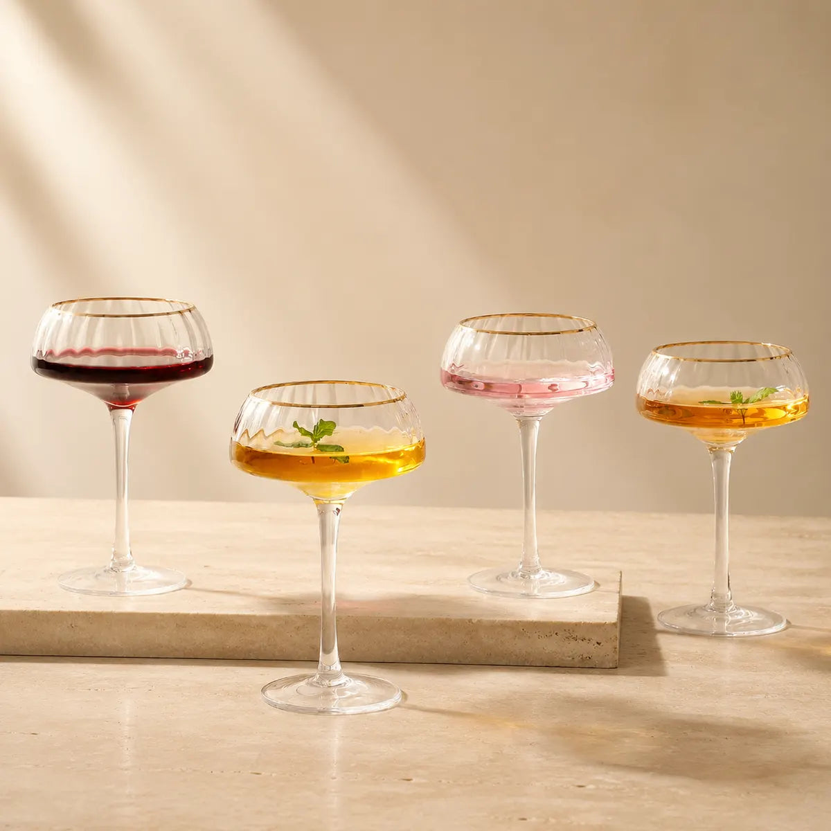 Pourlume Gold-Rim Coupe Glasses Set