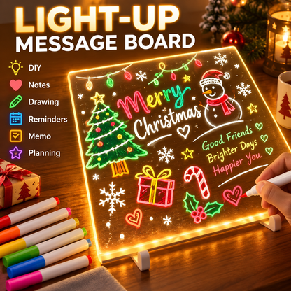 🔥LAST DAY 50% OFF ✨ Creative Rewritable Acrylic LED Message Board 🎨 (set come with 7 Pens)
