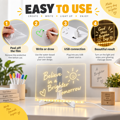 🔥LAST DAY 50% OFF ✨ Creative Rewritable Acrylic LED Message Board 🎨 (set come with 7 Pens)