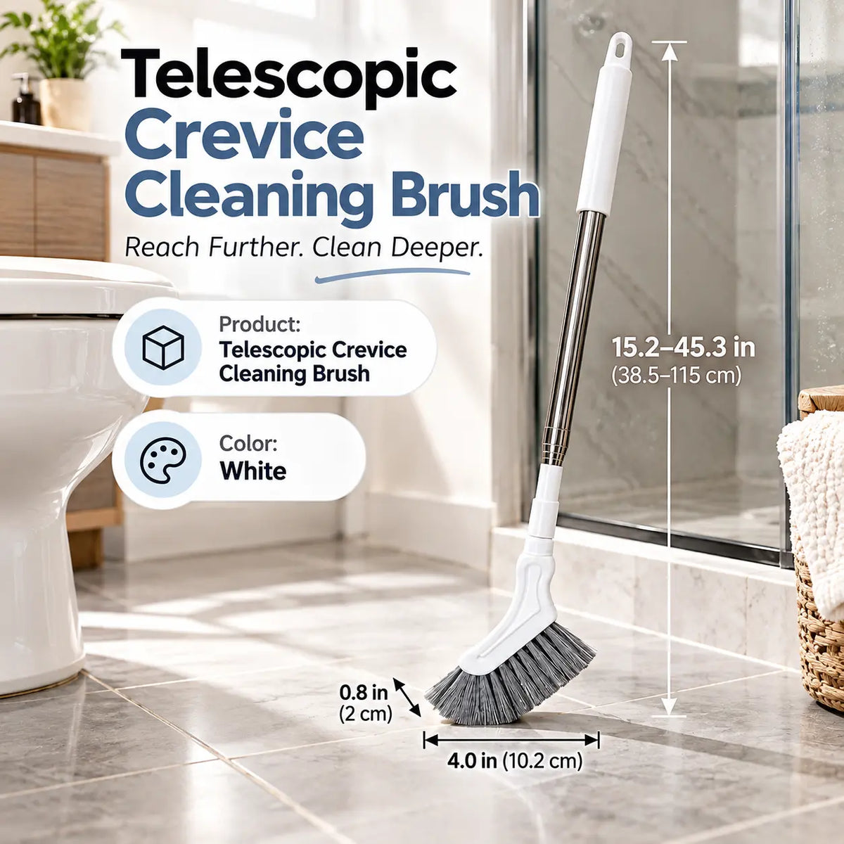 🧹Telescopic Crevice Cleaning Brush – Long Handle Gap Cleaner for Bathroom, Toilet, Floors & Windows