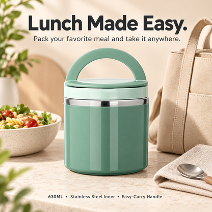 🔥LAST DAY 50% OFF ✨ 630ML Portable Stainless Steel Lunch Container with Carry Handle