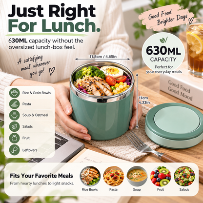 🔥LAST DAY 50% OFF ✨ 630ML Portable Stainless Steel Lunch Container with Carry Handle