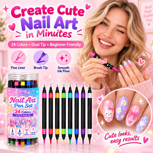 🔥LAST DAY 50% OFF ✨ 24 Colors Dual Ended Nail Art Pens Set – Creative, Salon‑Quality, Easy DIY ✨