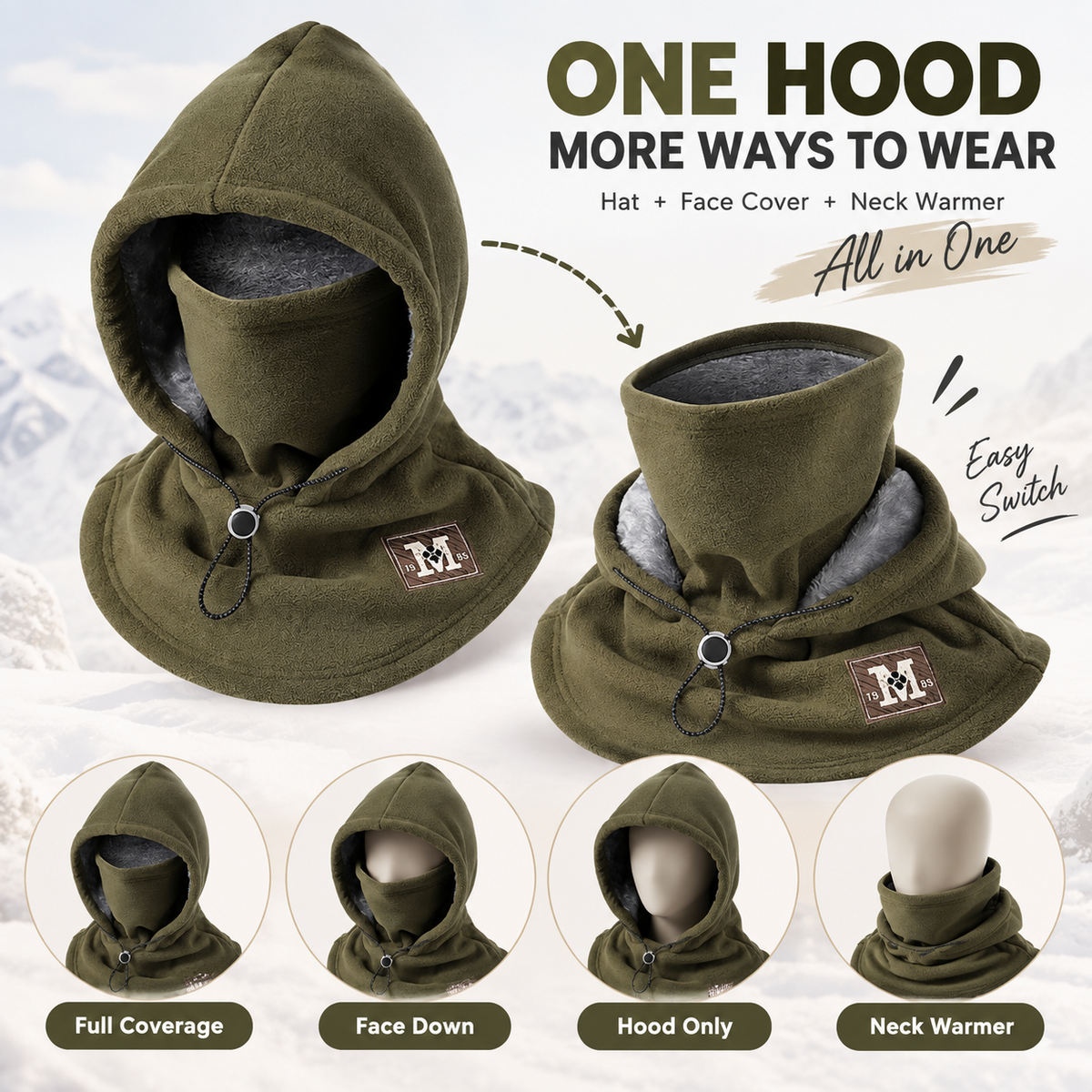 🔥LAST DAY 49% OFF ✨ 3-in-1 Winter Fleece Balaclava Hood 🧣❄️ Warm Face, Ear & Neck Cover