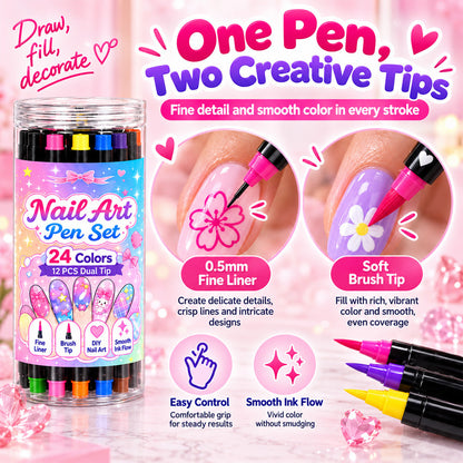 🔥LAST DAY 50% OFF ✨ 24 Colors Dual Ended Nail Art Pens Set – Creative, Salon‑Quality, Easy DIY ✨