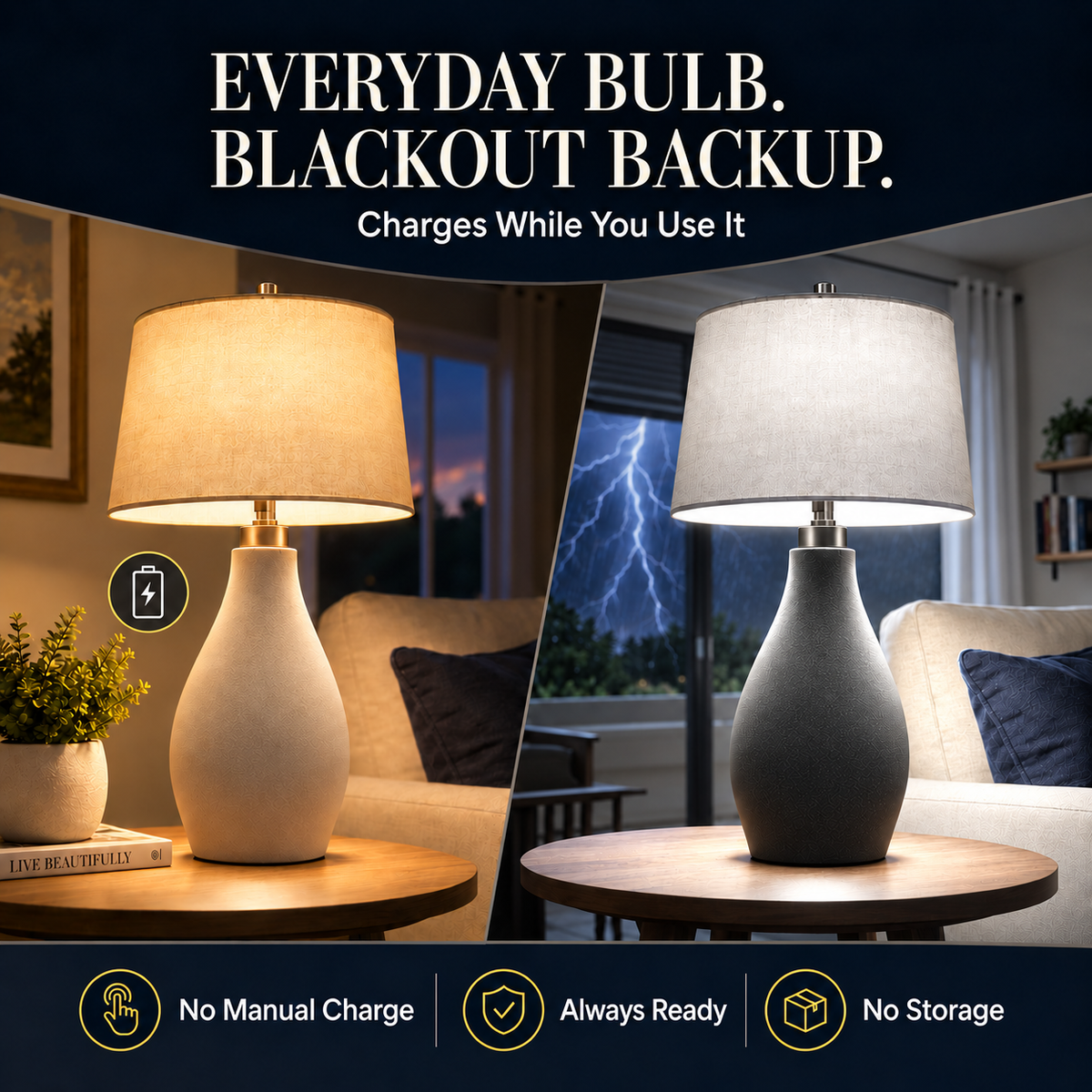 🔥LAST DAY 50% OFF ✨ Rechargeable Emergency Light Bulbs – Stay Lit During Outages