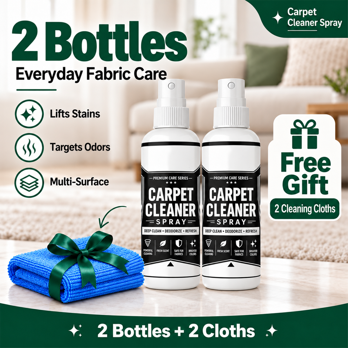 🧼🔥LAST DAY 50% OFF ✨Deep Clean Carpet & Upholstery Spray – Target Stains on Rugs, Sofas & Car Seats