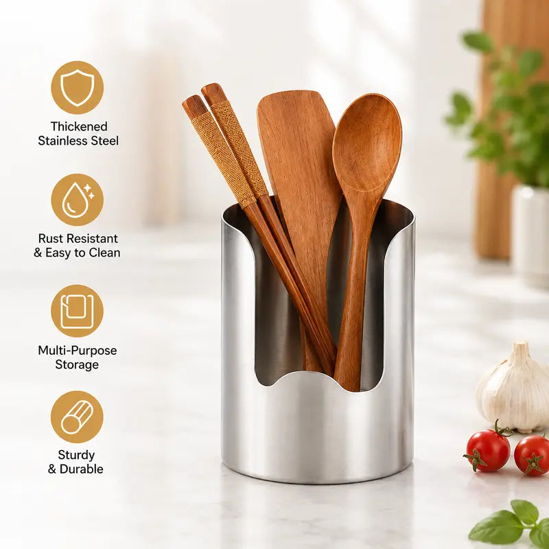 🔥LAST DAY 50% OFF ✨Thickened Stainless Steel Utensil Organizer, Rust Resistant Easy to Clean