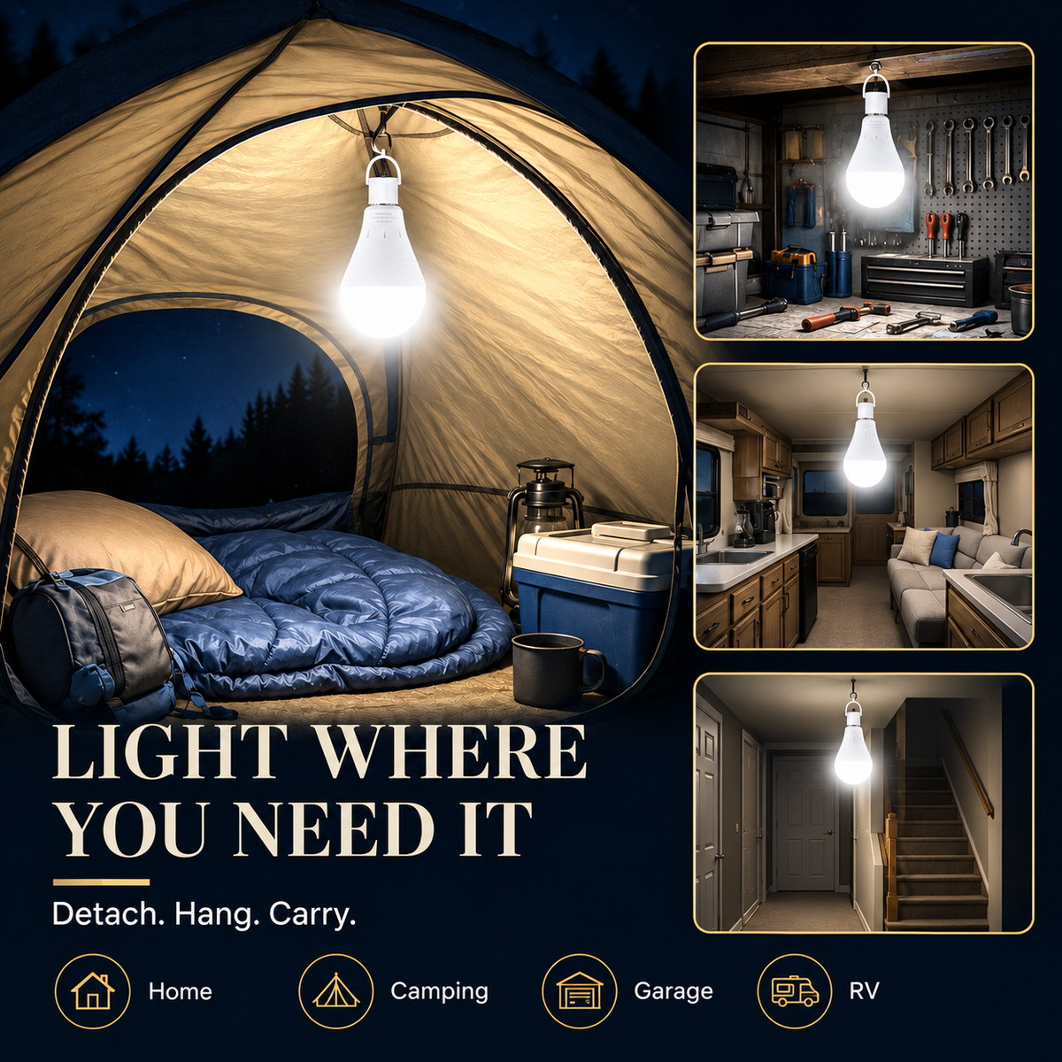 🔥LAST DAY 50% OFF ✨ Rechargeable Emergency Light Bulbs – Stay Lit During Outages