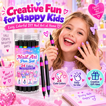 🔥LAST DAY 50% OFF ✨ 24 Colors Dual Ended Nail Art Pens Set – Creative, Salon‑Quality, Easy DIY ✨