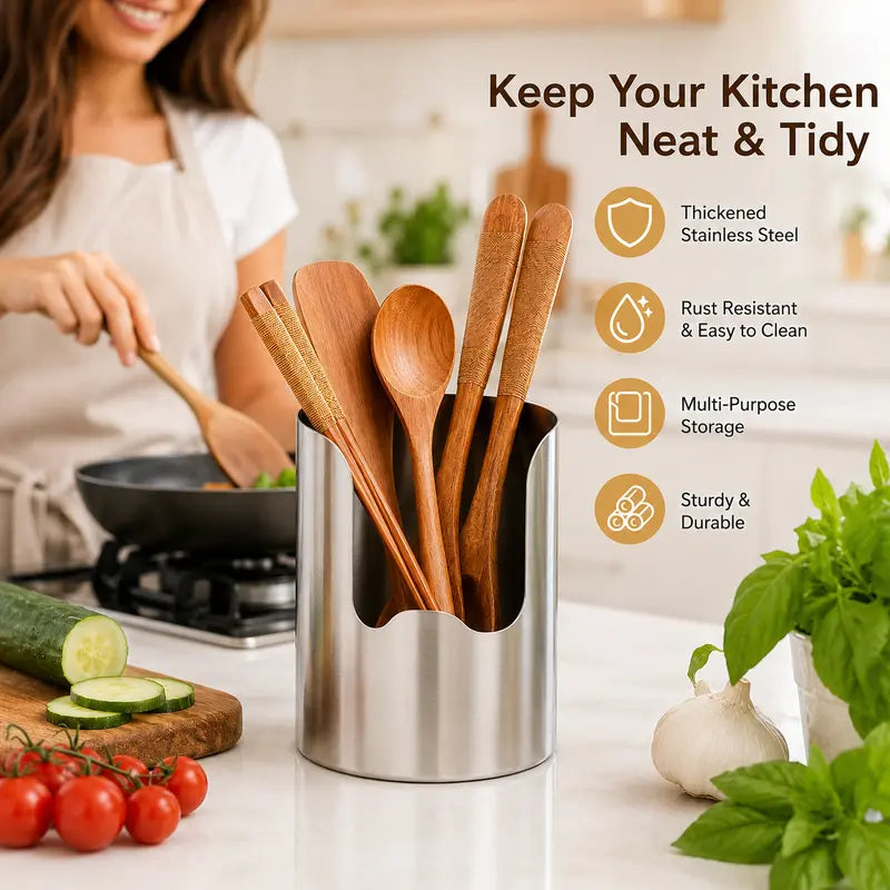 🔥LAST DAY 50% OFF ✨Thickened Stainless Steel Utensil Organizer, Rust Resistant Easy to Clean