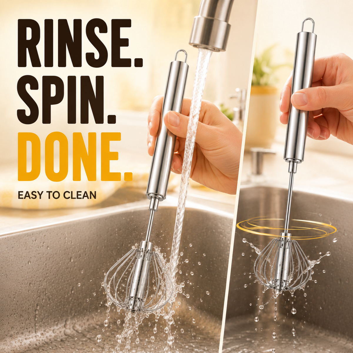 🔥LAST DAY 50% OFF ✨Stainless Steel Hand-Push Rotary Whisk