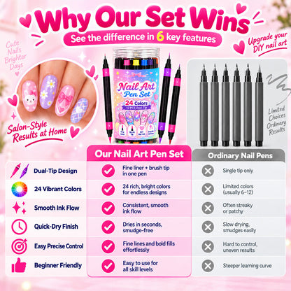 🔥LAST DAY 50% OFF ✨ 24 Colors Dual Ended Nail Art Pens Set – Creative, Salon‑Quality, Easy DIY ✨