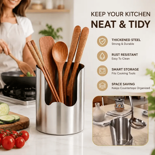 🔥LAST DAY 50% OFF ✨Thickened Stainless Steel Utensil Organizer, Rust Resistant Easy to Clean
