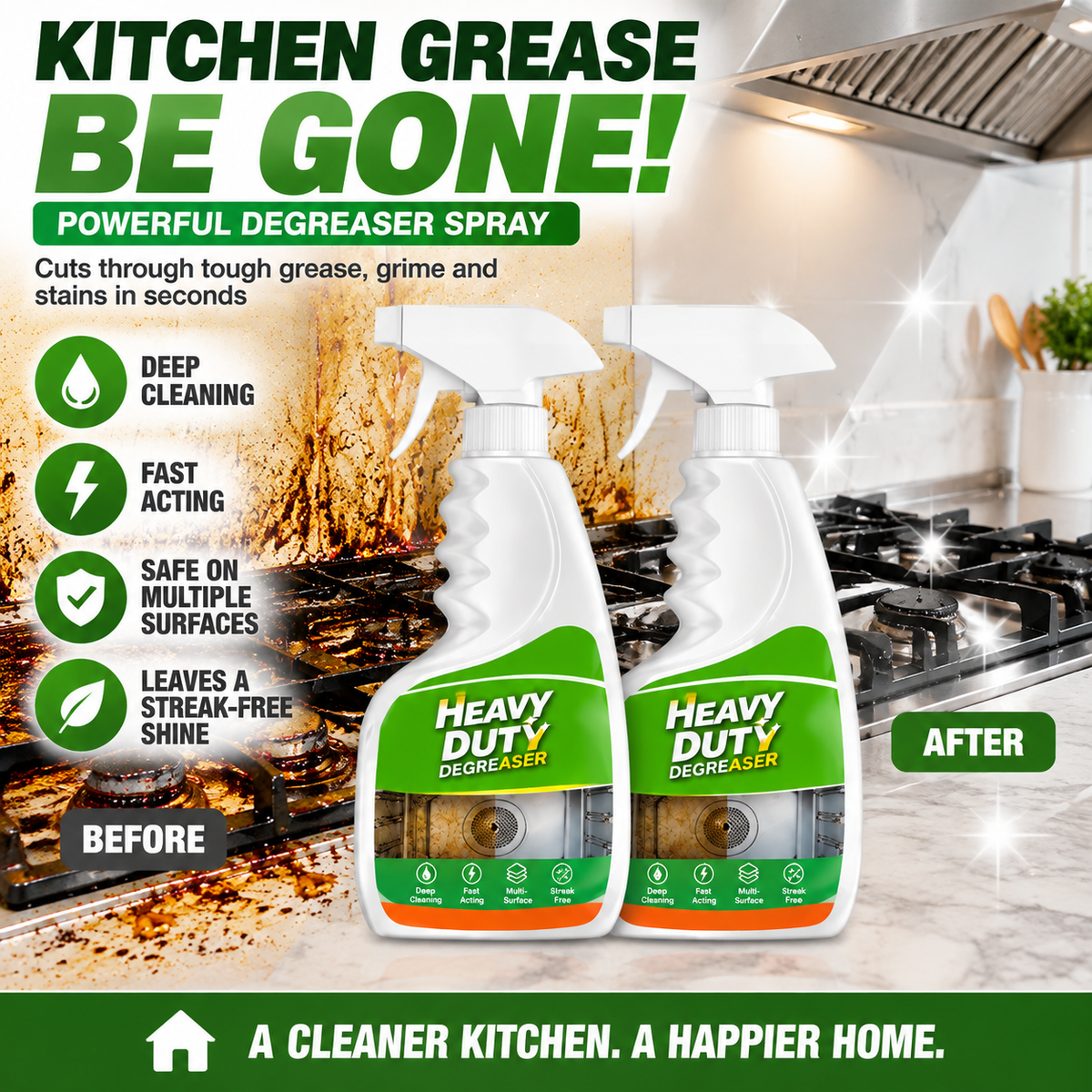 🔥LAST DAY 50% OFF ✨Heavy Duty Kitchen Degreaser Spray – Powerful Grease Remover For Stove, Oven, Cabinets & Multiple Surfaces