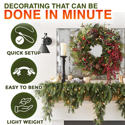 🔥LAST DAY 50% OFF ✨ Artificial Cedar Garland 🇺🇸 Green Pine Garland – Perfect for Indoor & Outdoor Christmas Decorations