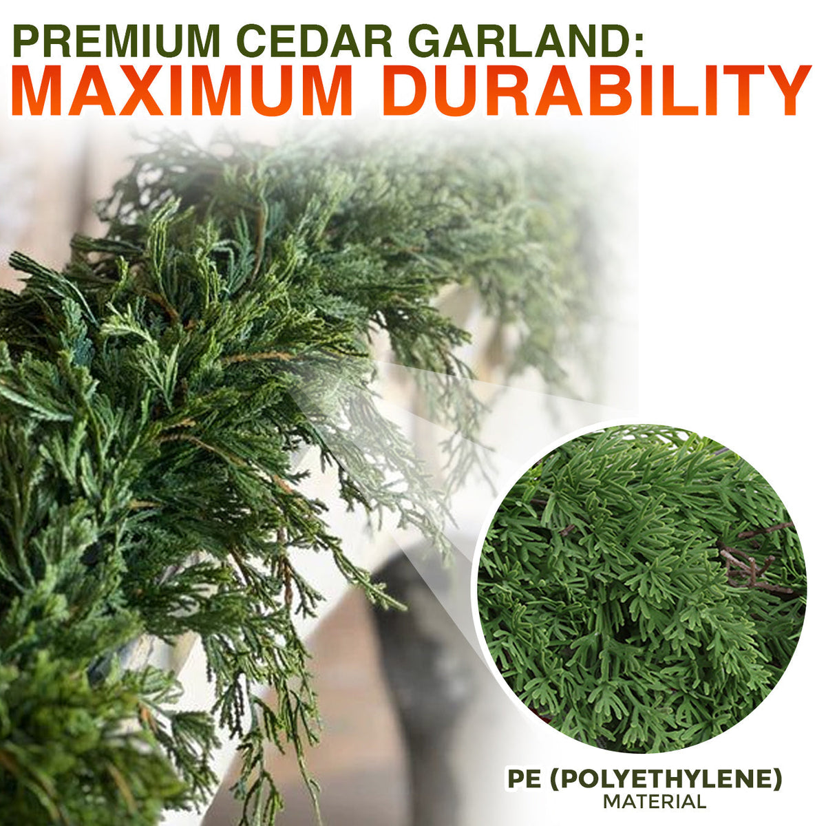 🔥LAST DAY 50% OFF ✨ Artificial Cedar Garland 🇺🇸 Green Pine Garland – Perfect for Indoor & Outdoor Christmas Decorations
