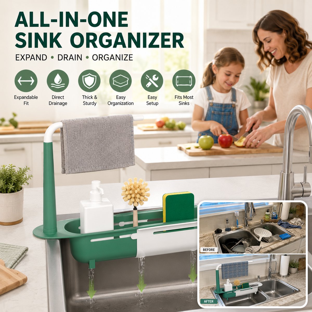 🔥LAST DAY 50% OFF ✨ Updated Telescopic Sink Storage Rack