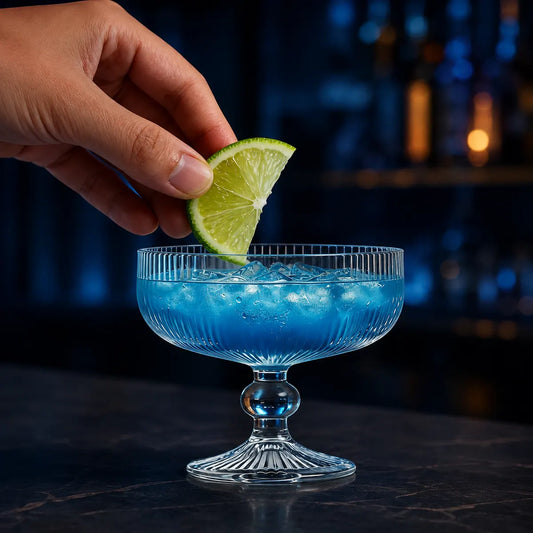 Pourlume Stemmed Ribbed Coupe Glasses