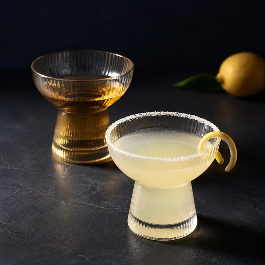 Pourlume Gold-Rim Stemless Margarita Glasses