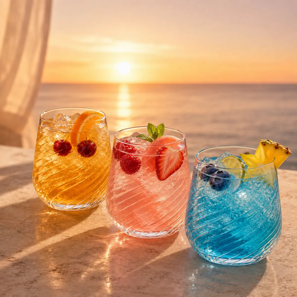 Pourlume Stemless Ribbed Plastic Cups