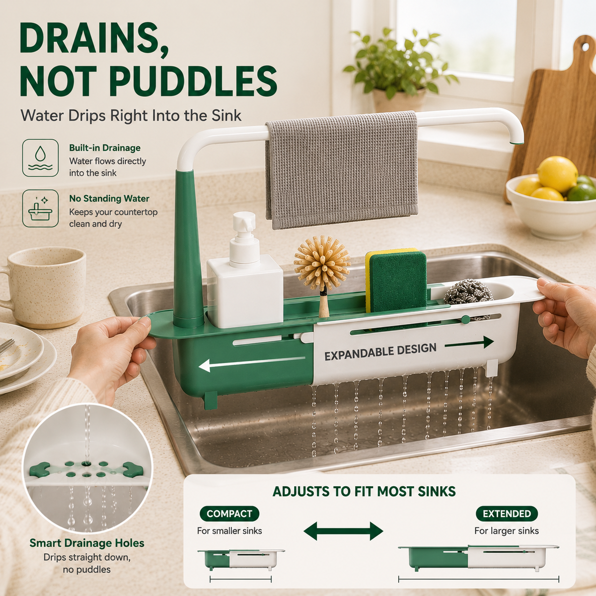 🔥LAST DAY 50% OFF ✨ Updated Telescopic Sink Storage Rack