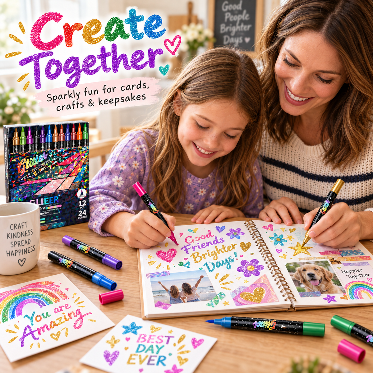 🔥LAST DAY 50% OFF 🎨Glitter Effect Brush Markers - Create Sparkling Artwork Easily(🌈24-96 Colors | Smooth No Clog | No Bleed Through📝)
