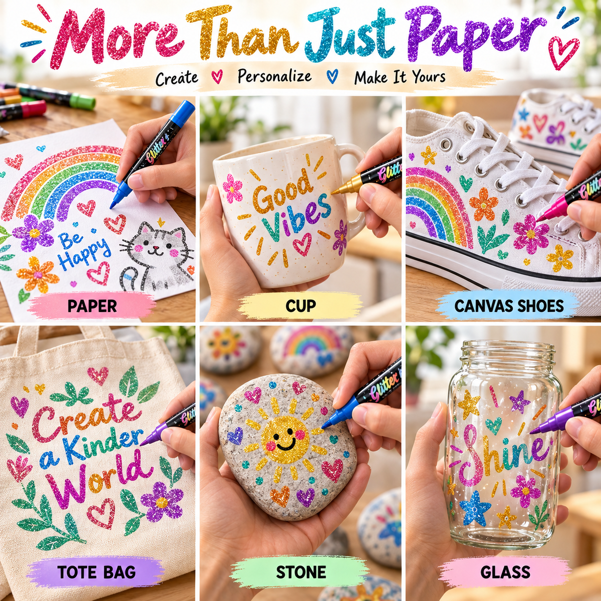🔥LAST DAY 50% OFF 🎨Glitter Effect Brush Markers - Create Sparkling Artwork Easily(🌈24-96 Colors | Smooth No Clog | No Bleed Through📝)