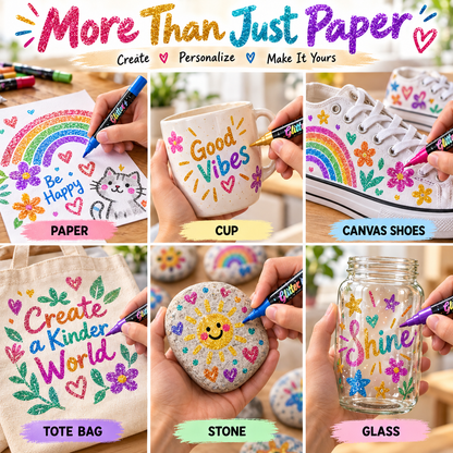 🔥LAST DAY 50% OFF 🎨Glitter Effect Brush Markers - Create Sparkling Artwork Easily(🌈24-96 Colors | Smooth No Clog | No Bleed Through📝)
