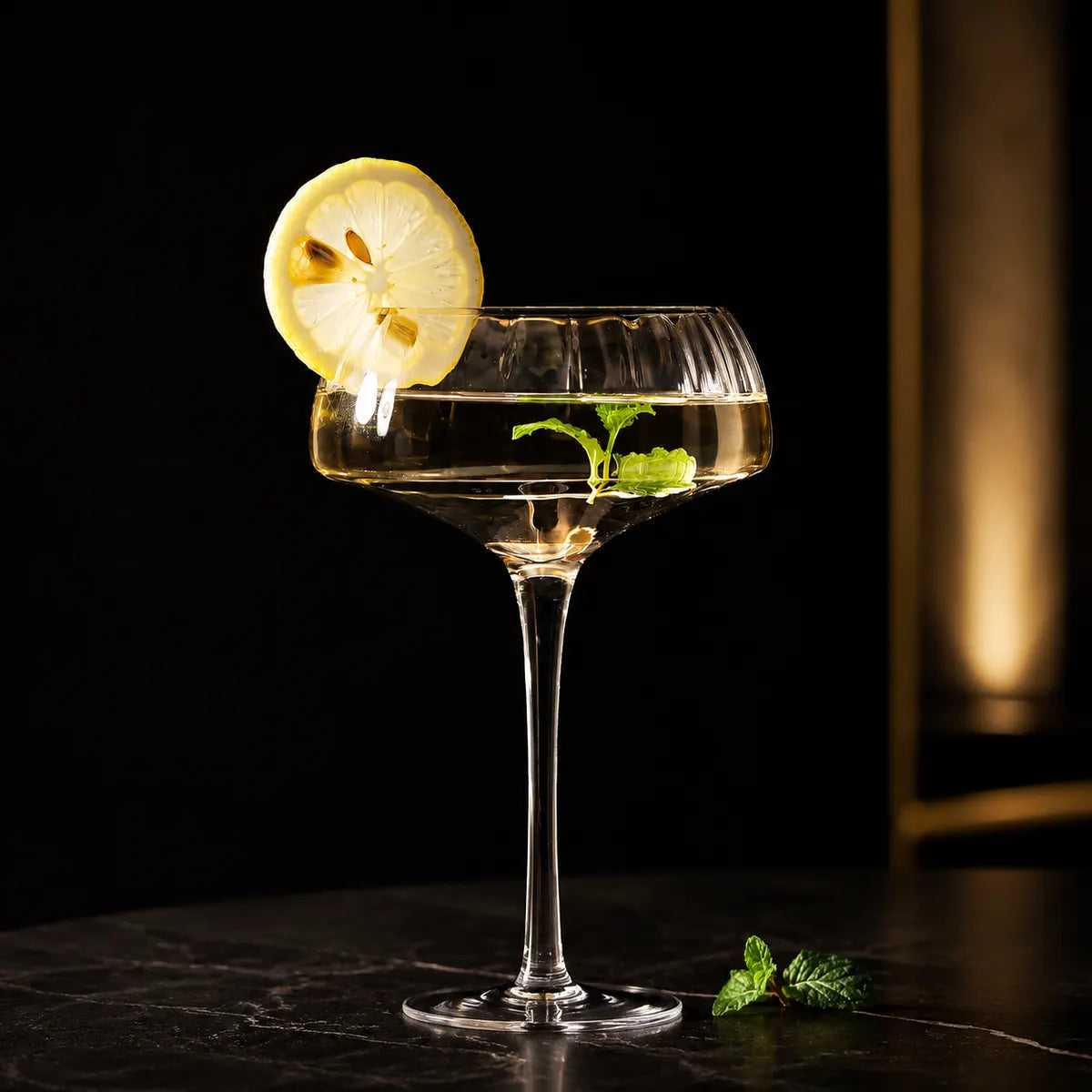 Pourlume Gold-Rim Coupe Glasses Set