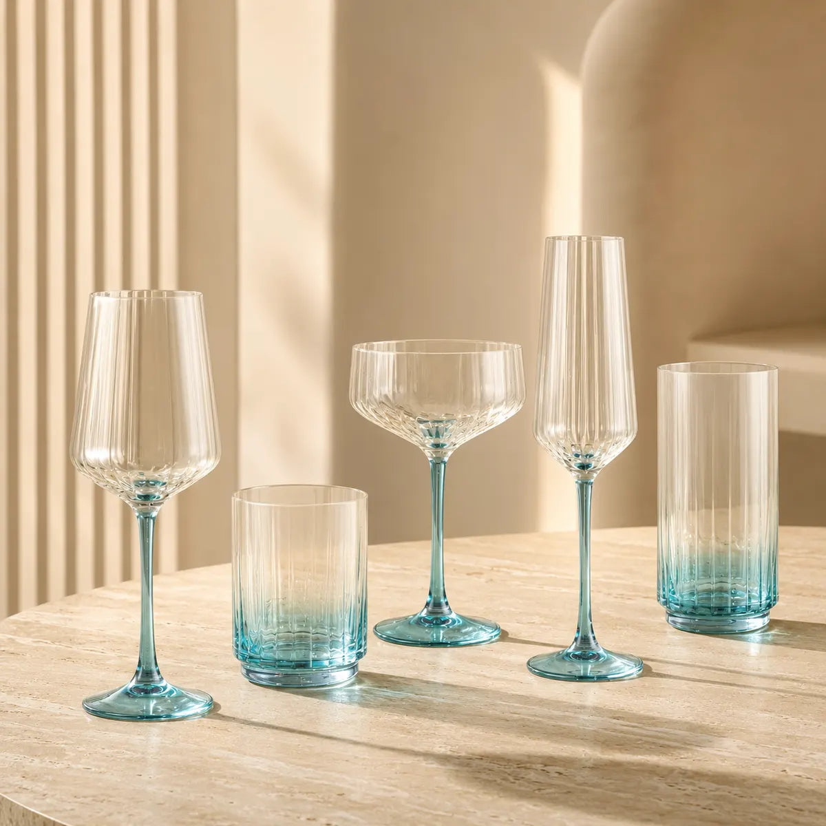 Pourlume Gradient Ribbed Drinking Glasses