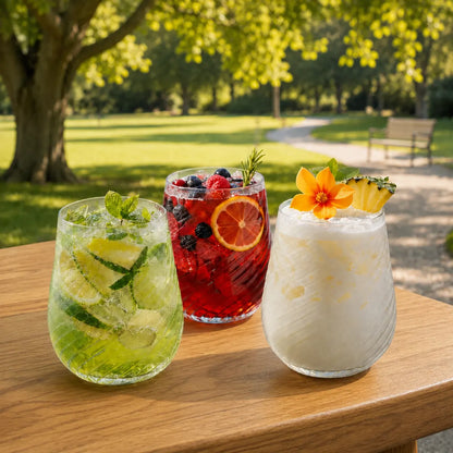 Pourlume Stemless Ribbed Plastic Cups