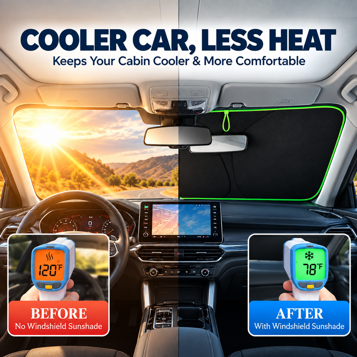 🔥LAST DAY 50% OFF ✨ Portable Heat-Insulating Vehicle Sunshade, Upgraded Thickened Front Window Sun Shade