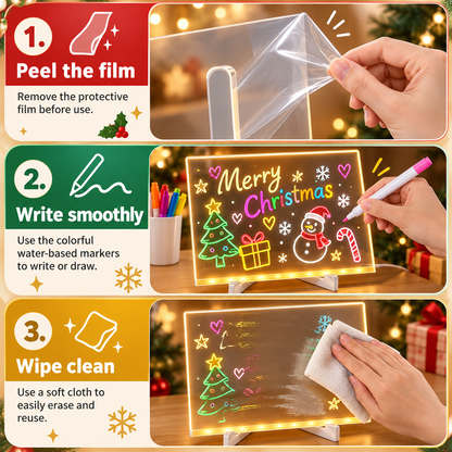 🔥LAST DAY 50% OFF ✨ Creative Rewritable Acrylic LED Message Board 🎨 (set come with 7 Pens)