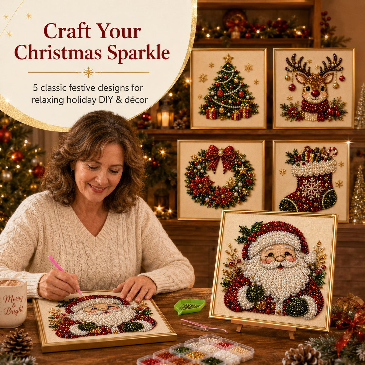 🔥LAST DAY 50% OFF ✨DIY Christmas Pearl Diamond Painting Kit