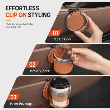 🔥LAST DAY 70% OFF ✨Foldable Car Cup Holder with Hook, Space-Saving Vehicle Drink Holder for Bottles, Coffee Cups & Tumblers