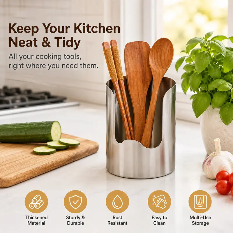 🔥LAST DAY 50% OFF ✨Thickened Stainless Steel Utensil Organizer, Rust Resistant Easy to Clean