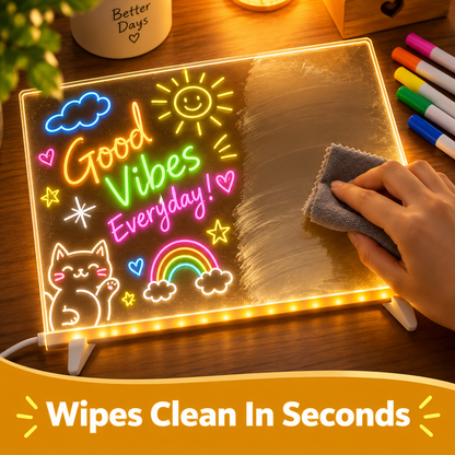 🔥LAST DAY 50% OFF ✨ Creative Rewritable Acrylic LED Message Board 🎨 (set come with 7 Pens)