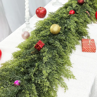 🔥LAST DAY 50% OFF ✨ Artificial Cedar Garland 🇺🇸 Green Pine Garland – Perfect for Indoor & Outdoor Christmas Decorations
