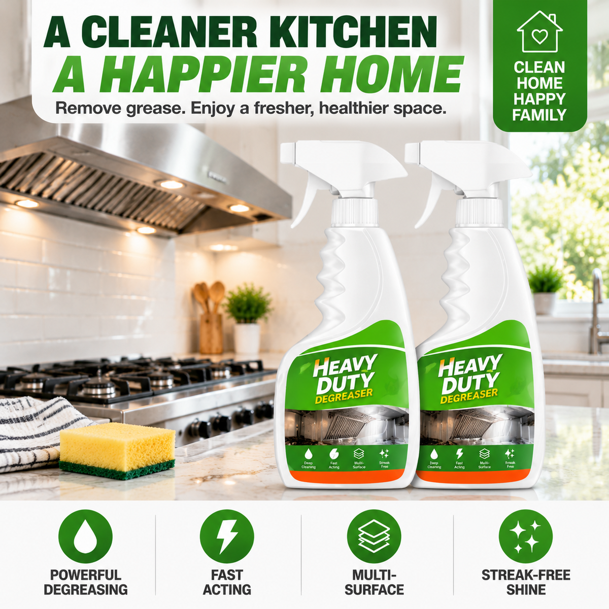 🔥LAST DAY 50% OFF ✨Heavy Duty Kitchen Degreaser Spray – Powerful Grease Remover For Stove, Oven, Cabinets & Multiple Surfaces