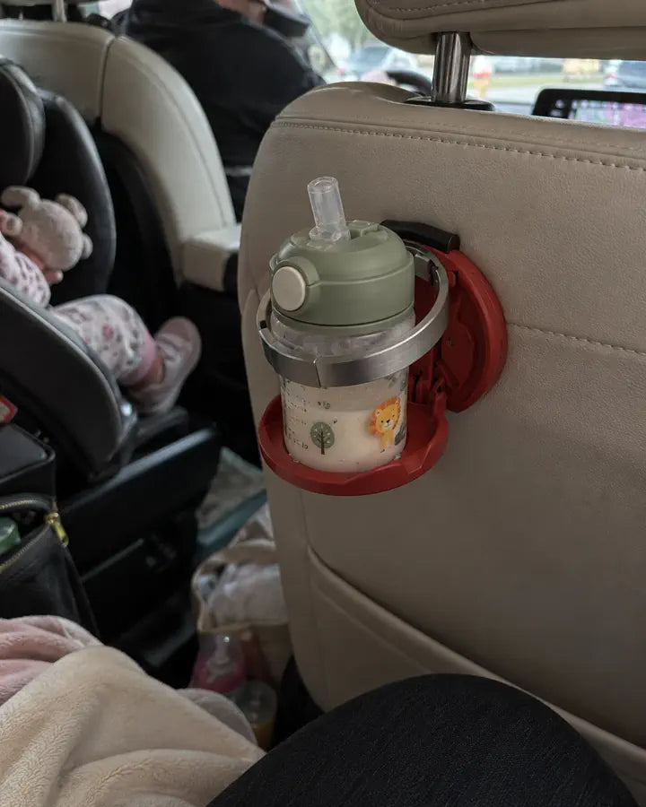 Customer using the folding car cup holder