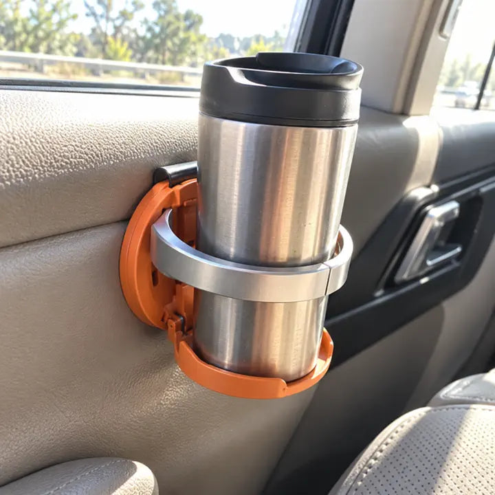 Customer using the folding car cup holder