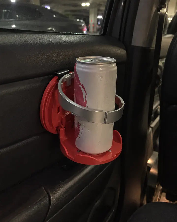 Customer using the folding car cup holder