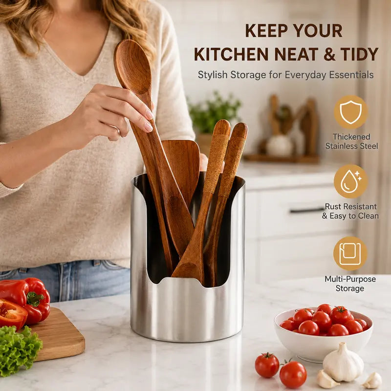 🔥LAST DAY 50% OFF ✨Thickened Stainless Steel Utensil Organizer, Rust Resistant Easy to Clean