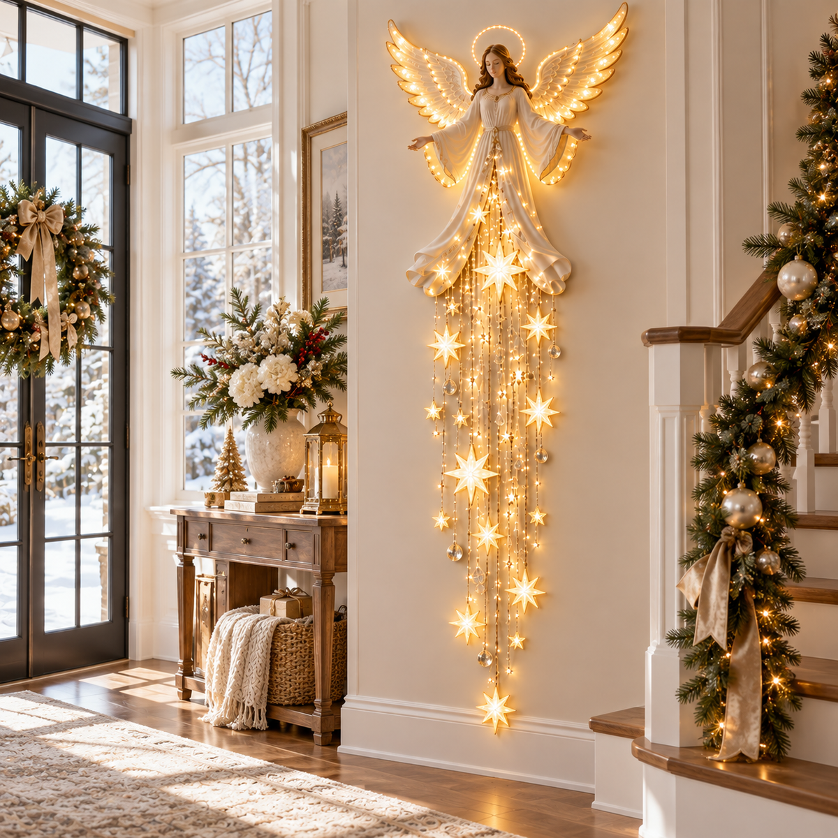 🔥LAST DAY 50% OFF ✨ Angel Blessing Starfall Wall Light – Heavenly Christmas Wall Decor