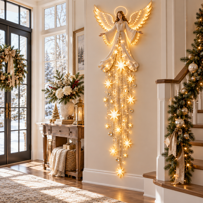 🔥LAST DAY 50% OFF ✨ Angel Blessing Starfall Wall Light – Heavenly Christmas Wall Decor