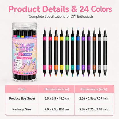 🔥LAST DAY 50% OFF ✨ 24 Colors Dual Ended Nail Art Pens Set – Creative, Salon‑Quality, Easy DIY ✨